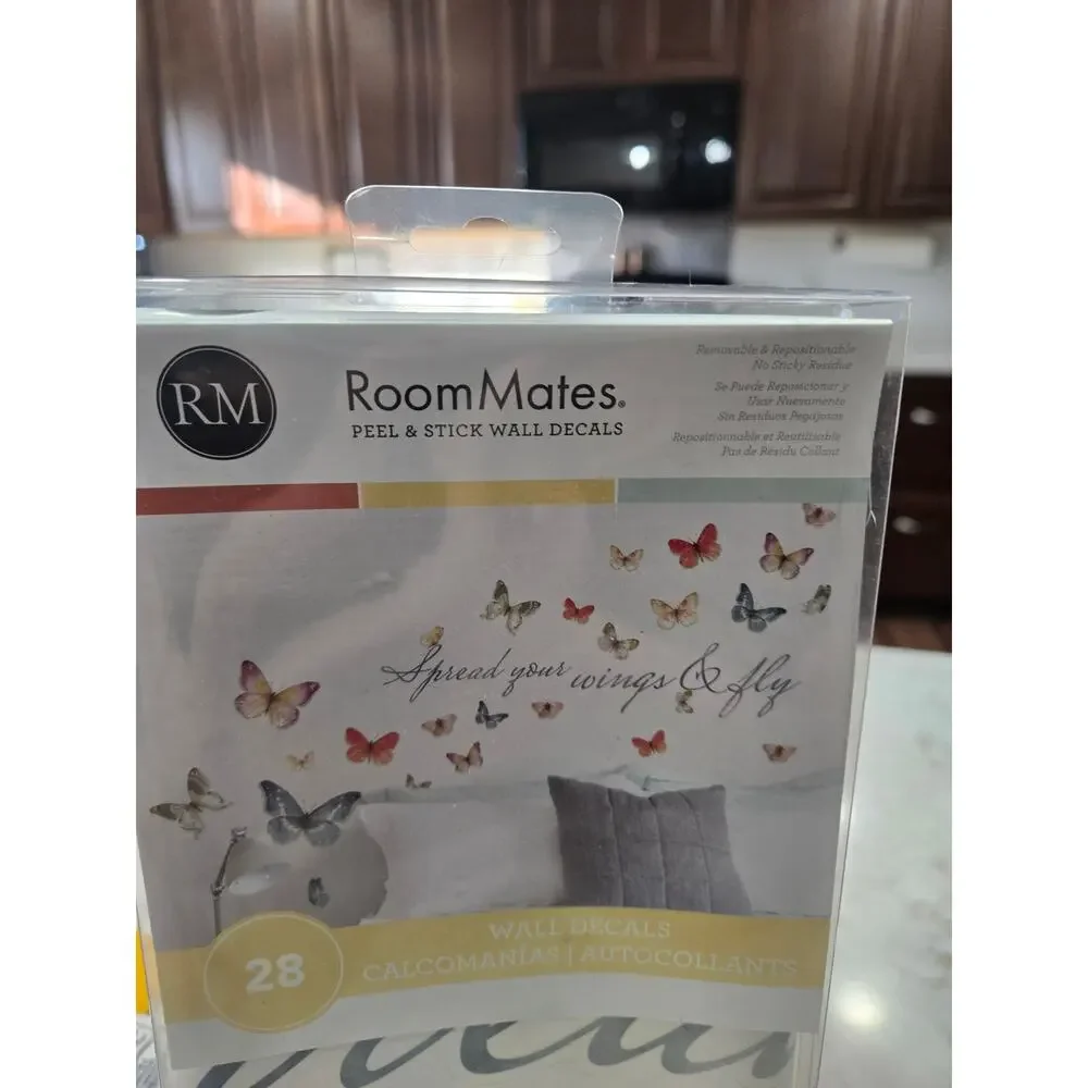 New Room Mates Peel & Stick Butterfly Wall Decals 28 Count 2018 NOS USA